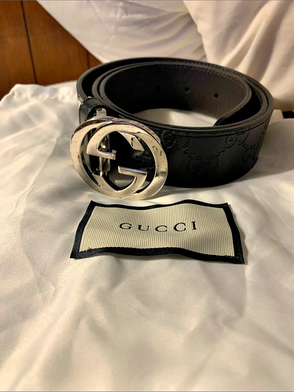Gucci Interlocking G Buckle Belt Black & Silver